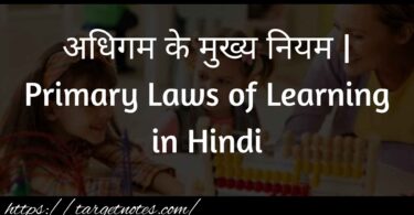 अधिगम के मुख्य नियम | Primary Laws of Learning in Hindi