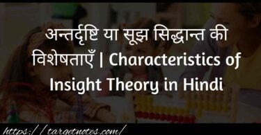 अन्तर्दृष्टि या सूझ सिद्धान्त की विशेषताएँ | Characteristics of Insight Theory in Hindi