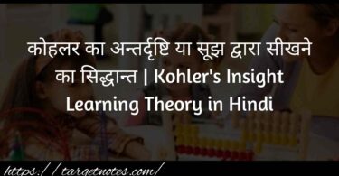 कोहलर का अन्तर्दृष्टि या सूझ द्वारा सीखने का सिद्धान्त | Kohler's Insight Learning Theory in Hindi