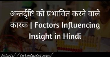 अन्तर्दृष्टि को प्रभावित करने वाले कारक | Factors Influencing Insight in Hindi