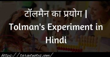 टॉलमैन का प्रयोग | Tolman's Experiment in Hindi